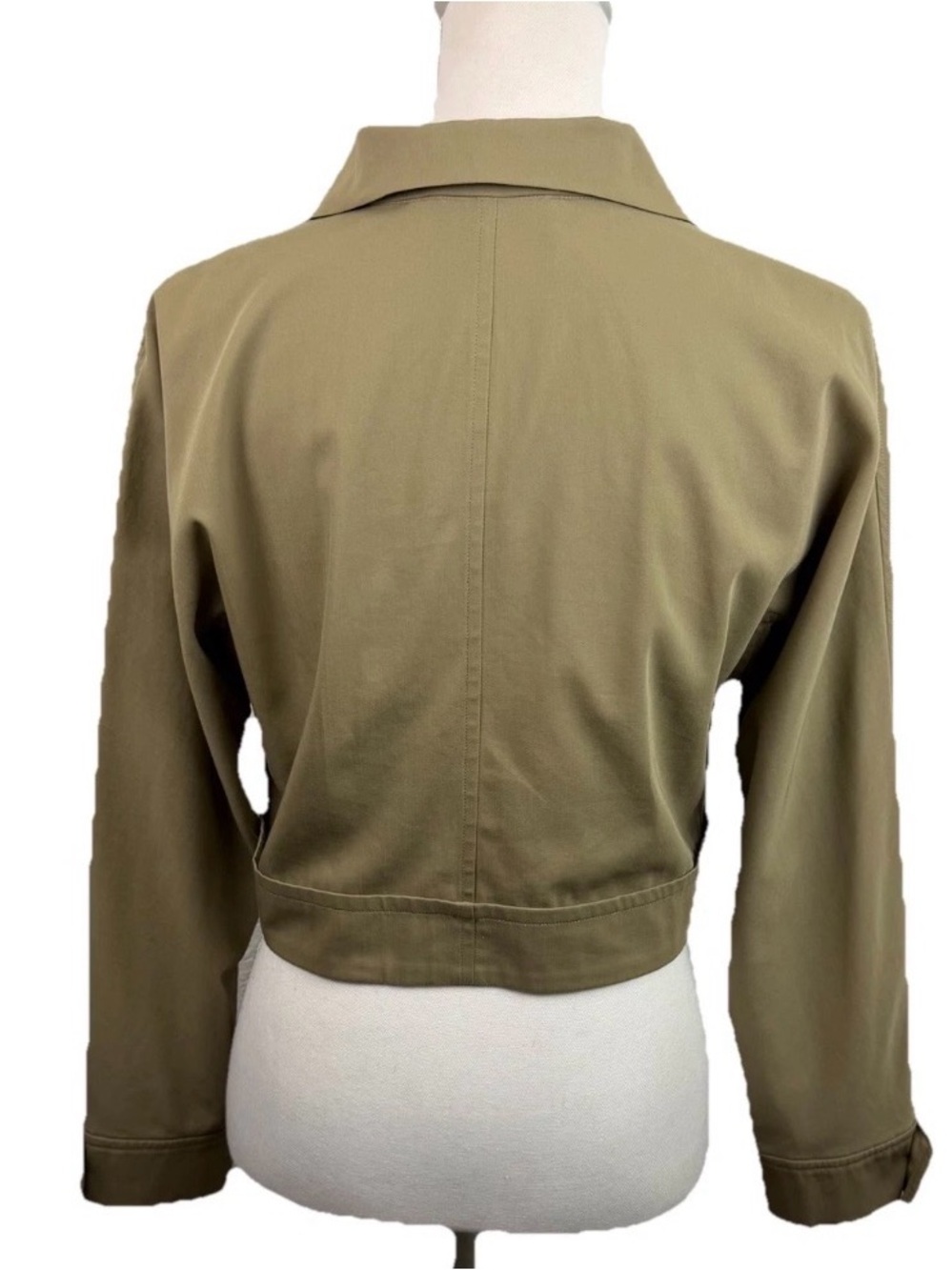 Jil Sander | Khaki Tan Zip Cropped Utility Jacket - Picture 6 of 11